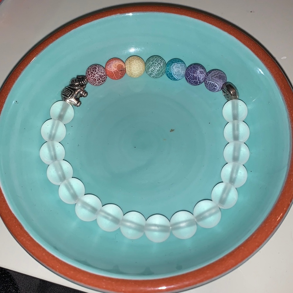 7 Chakra Healing and Energy Bracelet Lucky Elephant and Lotus charms